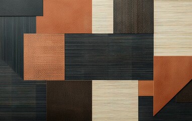 Poster - An abstract arrangement of textured panels showcasing rich colors and patterns in contemporary interior design