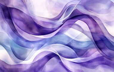 Poster - Abstract purple and blue wave pattern artwork with soft flowing lines creating a serene and calming atmosphere
