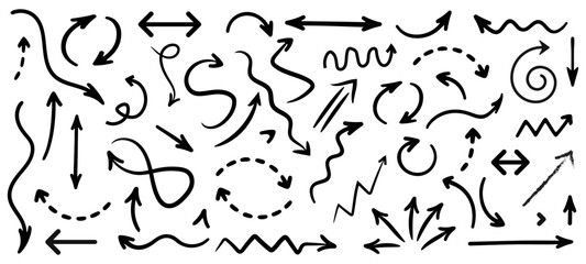 Poster - Arrow vector elements hand drawn arrows brush stroke curly arrow collection