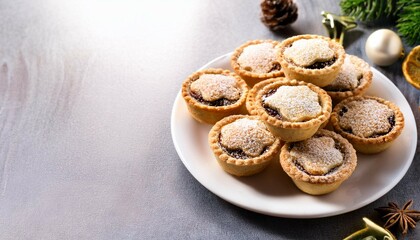 homemade festive mince pies on white plate