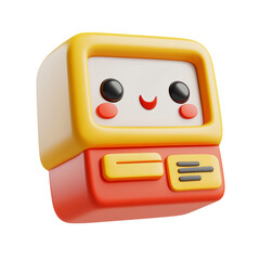 Poster - Black Friday decoration concept. Cute 3D rendered character of smiling retro computer icon