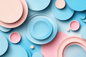 Poster - Abstract background with pink and blue circles in a paper cut style.