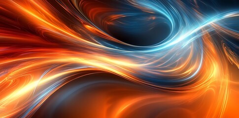 Poster - Abstract blue and orange swirling lights and energy.