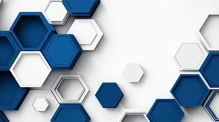 Fototapete - Abstract geometric background with blue and white hexagons.