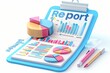 © AHNH3 - 3D Illustration of Business Report with Colorful Charts and Graphs on Clipboard, Featuring Data Analysis and Modern Design Elements for Professional Use
