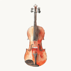 Wall Mural - A watercolor drawing of a Violin, isolated on a white background. Violin vector.
