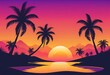 © MdAli - Golden sunset in the beach. Summer sunset landscape