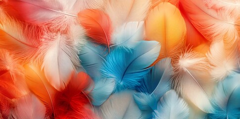 Aufkleber - Colorful soft bird feathers background.