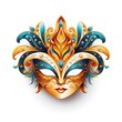 © Sarinrata - Elaborate and Colorful Venetian Mask with Intricate Designs in Shades of Blue and Orange, Ideal for Carnival, Festivity or Artistic Decoration