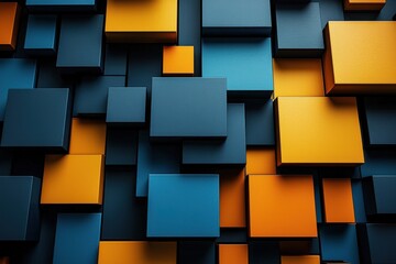 Poster - Abstract geometric pattern with blue and yellow tiles