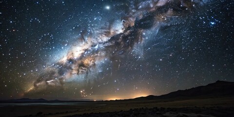 Wall Mural - a vast expanse of dark space with numerous twinkling stars and a few bright galaxies scattered acros