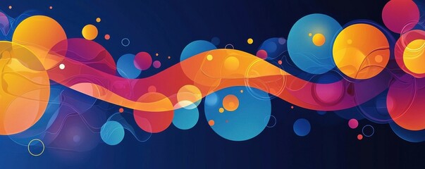 Poster - Colorful abstract shapes on a dark blue background