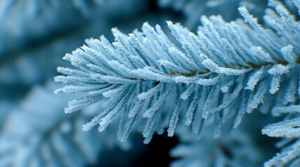 Wall Mural - Frost-kissed pine branch glistening in winters chill.