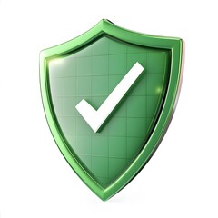 Fototapete - 
green 3D shield protection icon with check for online payment on white background concept, user account for 3d security with payment protection on isolated vector render background