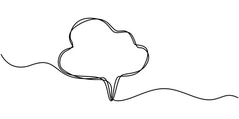 Fototapete - Continuous one single line drawing of speech bubble icon. Talk text box, feedback message box and comment vector, Speech Bubble Single Line Icon, One line drawing Speech bubble vector. Communication.
