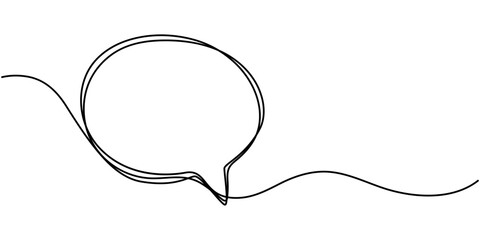 Fototapete - Continuous one single line drawing of speech bubble icon. Talk text box, feedback message box and comment vector, Speech Bubble Single Line Icon, One line drawing Speech bubble vector. Communication.
