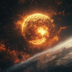 Wall Mural - supernova explosion in space cosmic event astronomy celestial environment dramatic viewpoint