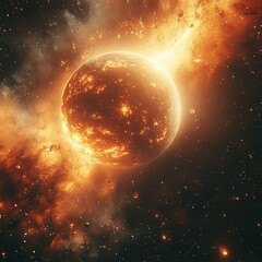 Wall Mural - cosmic explosion of a fiery star deep space digital art celestial environment astronomical viewpoint