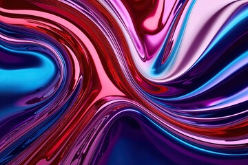 Vibrant Three Dimensional Liquid Canvas with Smooth Colors and Reflective Texture