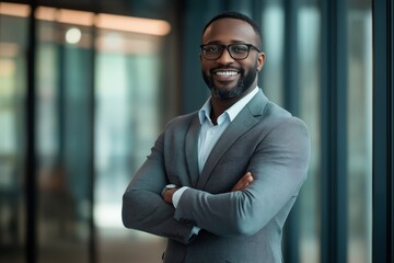 Aufkleber - A successful businessman in sharp attire embodies professionalism, ambition, and determinationkey traits for success in todays fastpaced, competitive, and innovative corporate environment