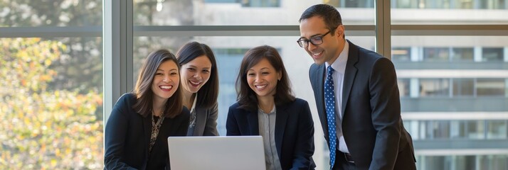 Poster - A Collaborative Meeting in a Modern Office, Where Team Members Engage in Dynamic Discussions and Brainstorming, Using Advanced Technology to Enhance Communication and Workplace Productivity