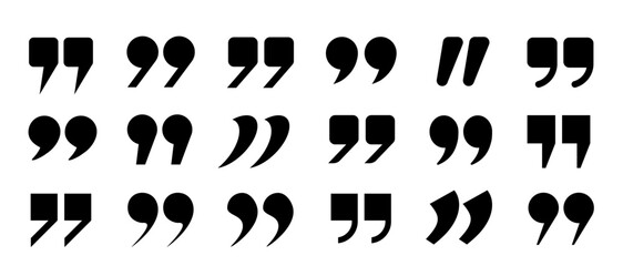 Poster - a set of flat quotation mark icons on a white background. a collection of quotation marks, isolated 