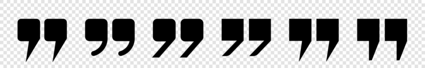 Poster - a set of icons with black square quotes, commas on a transparent background. a collection of flat sq