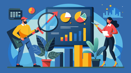 Fototapete - Data analysis, optimization or marketing analytics for statistics improvement
