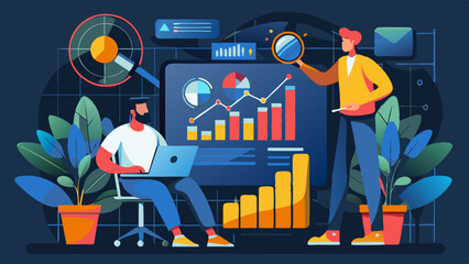 Fototapete - Data analysis, optimization or marketing analytics for statistics improvement
