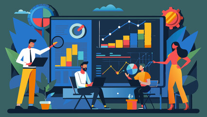 Fototapete - Data analysis, optimization or marketing analytics for statistics improvement
