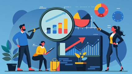 Fototapete - Data analysis, optimization or marketing analytics for statistics improvement
