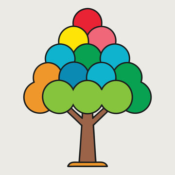 Minimalist colorful tree Vector Illustration 