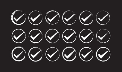 Poster - Set of different black check marks vector. Voting vector icon. Choice vector icon. Confirmation symbol set of checkmark icons in square and circle.