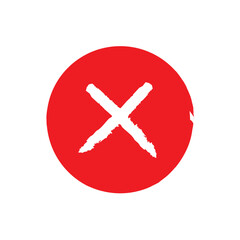Poster - Cross red icon isolated on white background. Symbol No or X button for correct, vote, check, not approved, error, wrong and failed decision. Vector stop sign or mark graphic element for web design.