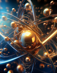 Poster - A complex network of interconnected spheres and lines, representing a neural network or a molecule. Generative AI.