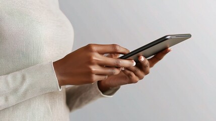 Poster - Professional Young Female Engaged in Work While Using a Digital Tablet in a Modern Workspace Setting