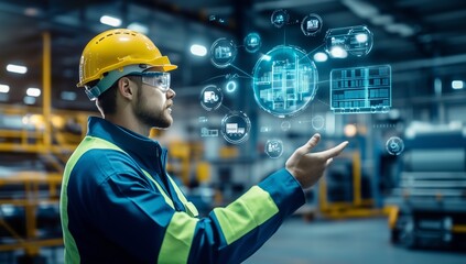 Aufkleber - Innovative Manufacturing Industry 4.0 enhances efficiency and sustainability through advanced technologies like automation, blockchain, IoT, and collaboration in the manufacturing sector