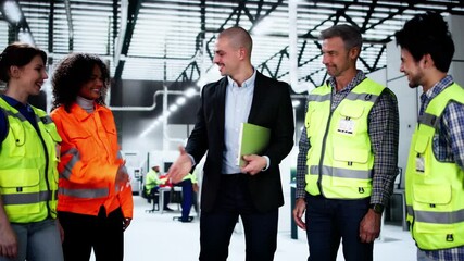Poster - Manufacturing Factory Engineers And Diverse Group