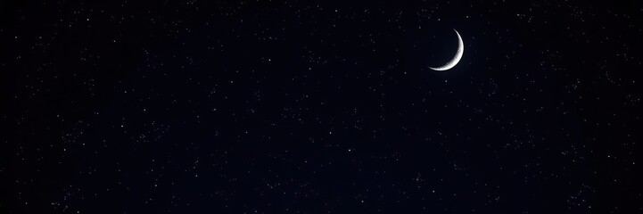 Wall Mural - dark celestial background with scattered stars and a crescent moon, universe, galaxy, galaxy cluster