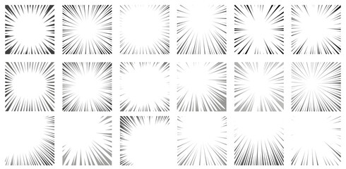 Wall Mural - manga radial frame. anime circle borders with different concentrated line decorations. speed and imp