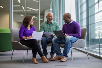 Poster - We are organizing a collaborative business meeting held in a modern office setting, designed to foster brainstorming, discussion, networking, and the exchange of innovative ideas among professionals