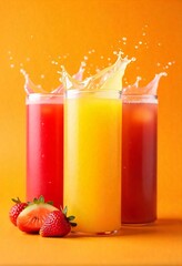 Poster - a picture of three different juices.