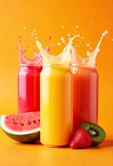 Poster - a picture of three different juices.