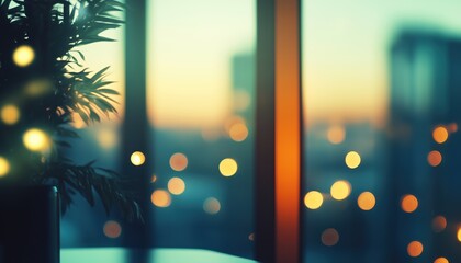 Poster - Blurred Office Atmosphere Enhanced By Bokeh Effect, Creating An Air Of Mystery And Elegance In The Workspace.