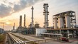 © Thanawat_Suesoypan - Industrial complex at sunset with towering structures and pipelines