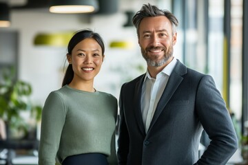 Poster - Establishing a Professional Business Partnership within a Modern Office Environment that fosters achievement through teamwork, effective communication, innovation, and collaboration for future growth