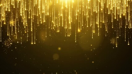 Poster - Golden Particles Fall on Black for Christmas Generative AI