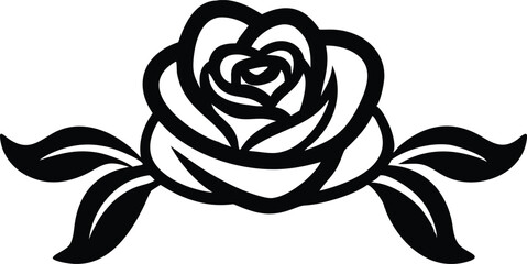 black and white rose vector illustration. 