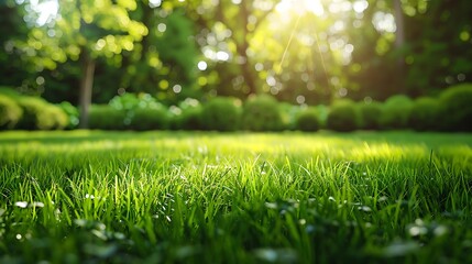 Poster - Fresh green grass with bokeh background, Natural green background.