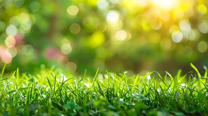 Poster - Fresh green grass with bokeh background, Natural green background.
